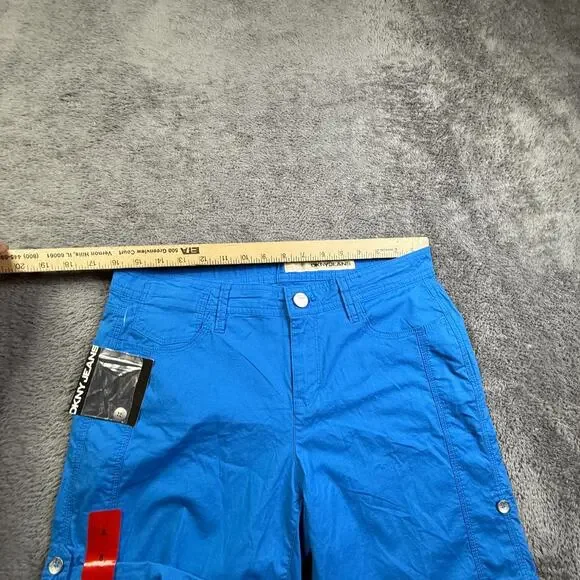 DKNY Jeans Womens Roll Up Shorts NEW 8 Blue Bermuda 32" Waist Stretch Cotton - Picture 4 of 8